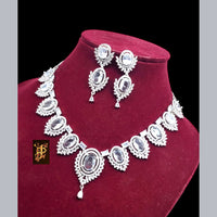 FS Collection Silver Plated AD Stone Necklace Set