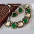 FS Collection Oxidised Plated Crystal Stone Necklace Set