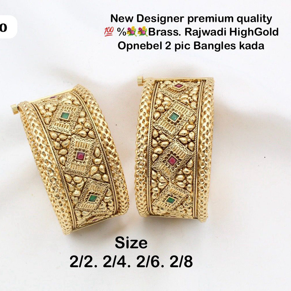 FS Collection Copper Gold Plated Openable Bangles Kada