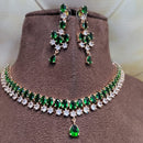 FS Collection Rose Gold Plated AD Stone Necklace Set