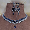 FS Collection Silver Plated AD Stone Necklace Set