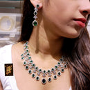 FS Collection Silver Plated AD Stone Necklace Set