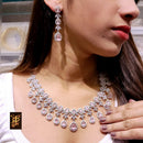 FS Collection Silver Plated AD Stone Necklace Set