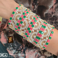 FS Collection Gold Plated Crystal Stone Bangles Set