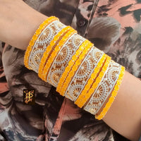FS Collection Gold Plated Crystal Stone Bangles Set