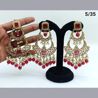 FS Collection Crystal Stone Earrings With Mangtikka