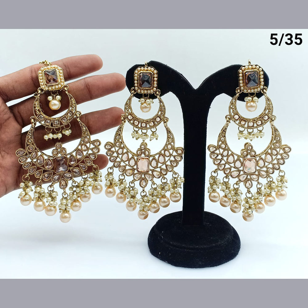 FS Collection Crystal Stone Earrings With Mangtikka