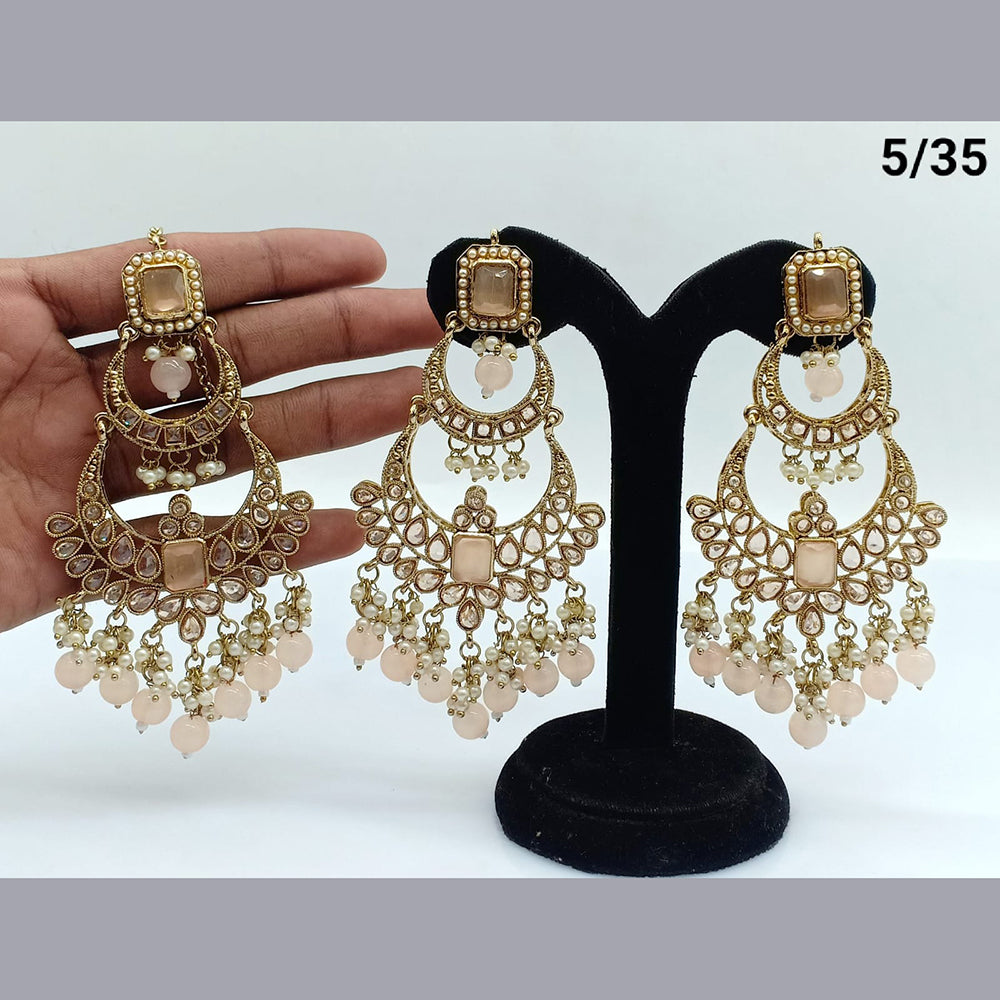 FS Collection Crystal Stone Earrings With Mangtikka