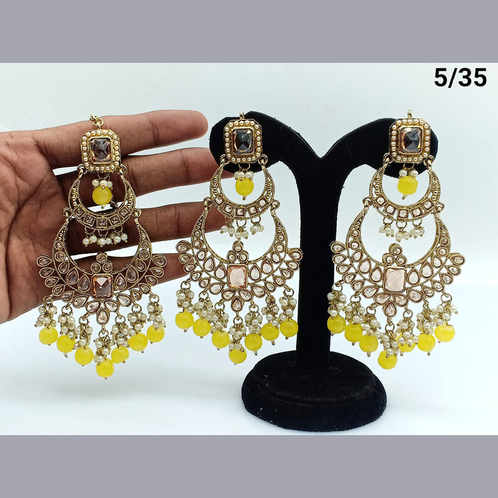 FS Collection Crystal Stone Earrings With Mangtikka