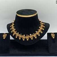 FS Collection Gold Plated Pota Stone Necklace Set