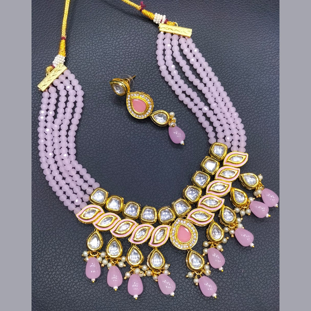 FS Collection Gold Plated Kundan Necklace Set