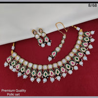 FS Collection Gold Plated Kundan Necklace Set