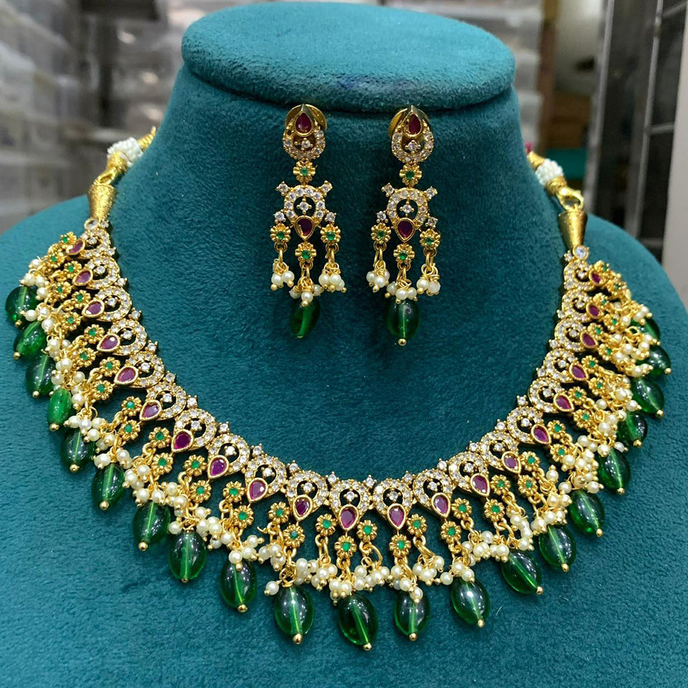 FS Collection Gold Plated AD Necklace Set