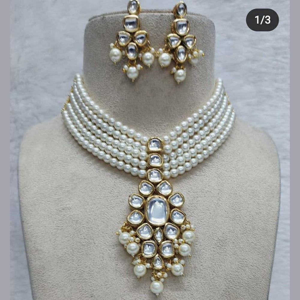 FS Collection Gold Plated Kundan Necklace Set