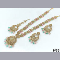 FS Collection Gold Plated Crystal Stone Long  Necklace Set