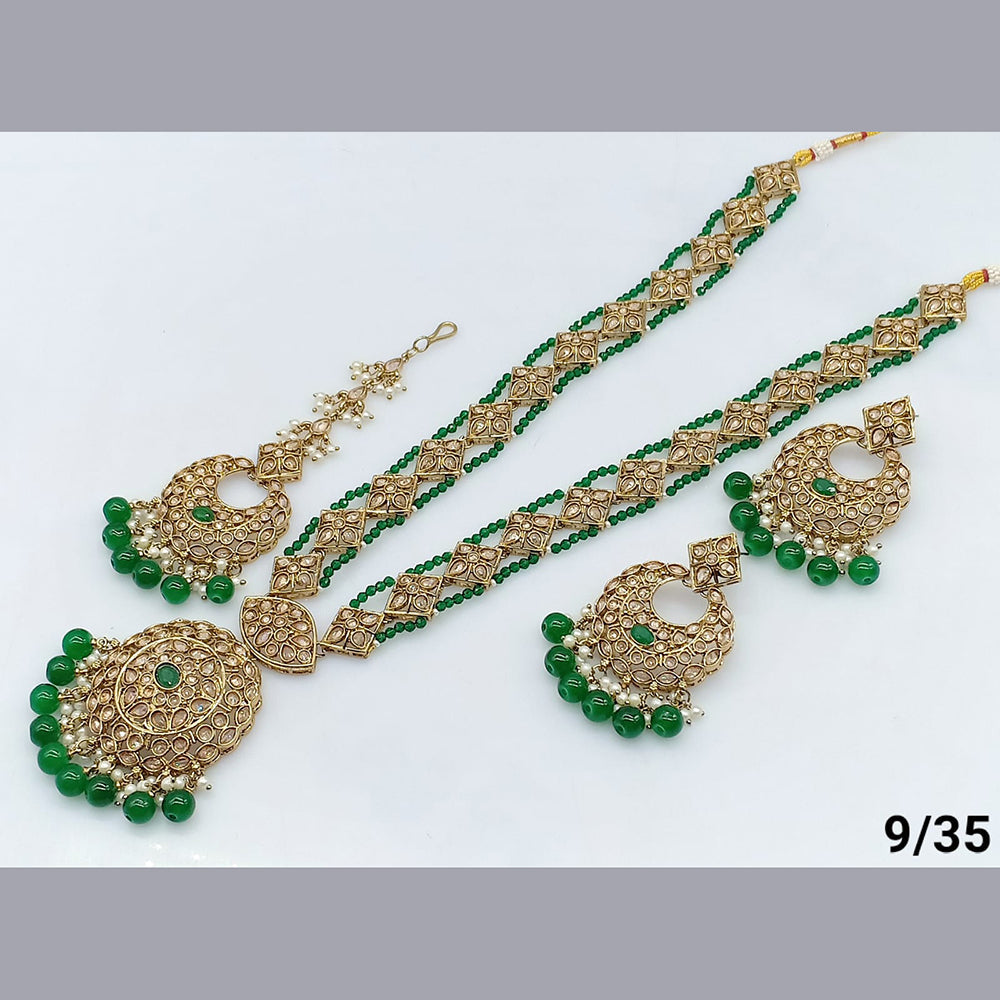 FS Collection Gold Plated Crystal Stone Long  Necklace Set