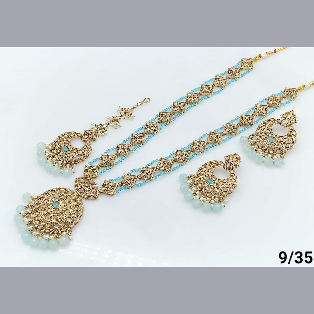 FS Collection Gold Plated Crystal Stone Long  Necklace Set