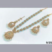 FS Collection Gold Plated Crystal Stone Long  Necklace Set