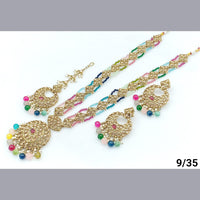 FS Collection Gold Plated Crystal Stone Long  Necklace Set