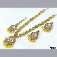 FS Collection Gold Plated Crystal Stone Long  Necklace Set
