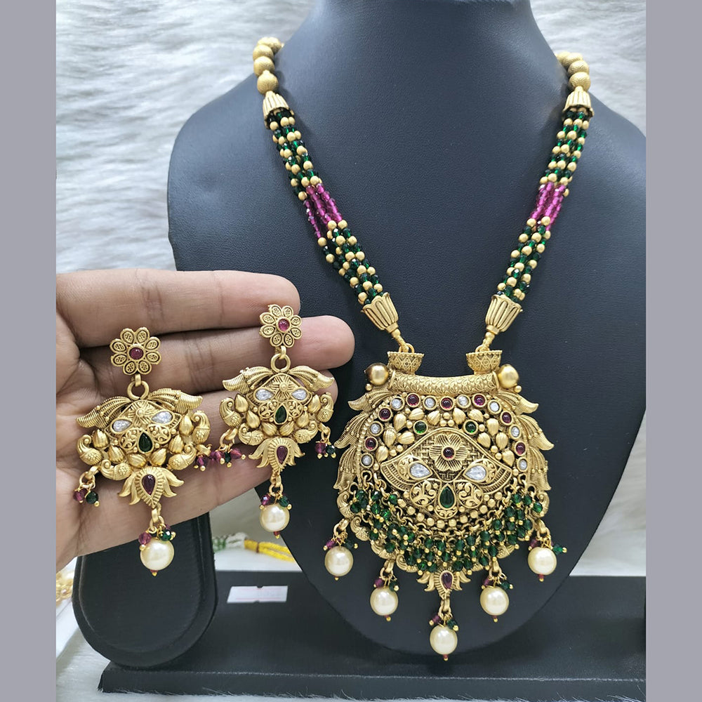 FS Collection  Gold Plated Pota Stone Necklace Set