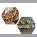 FS Collection Gold Plated Kundan Necklace Combo Set