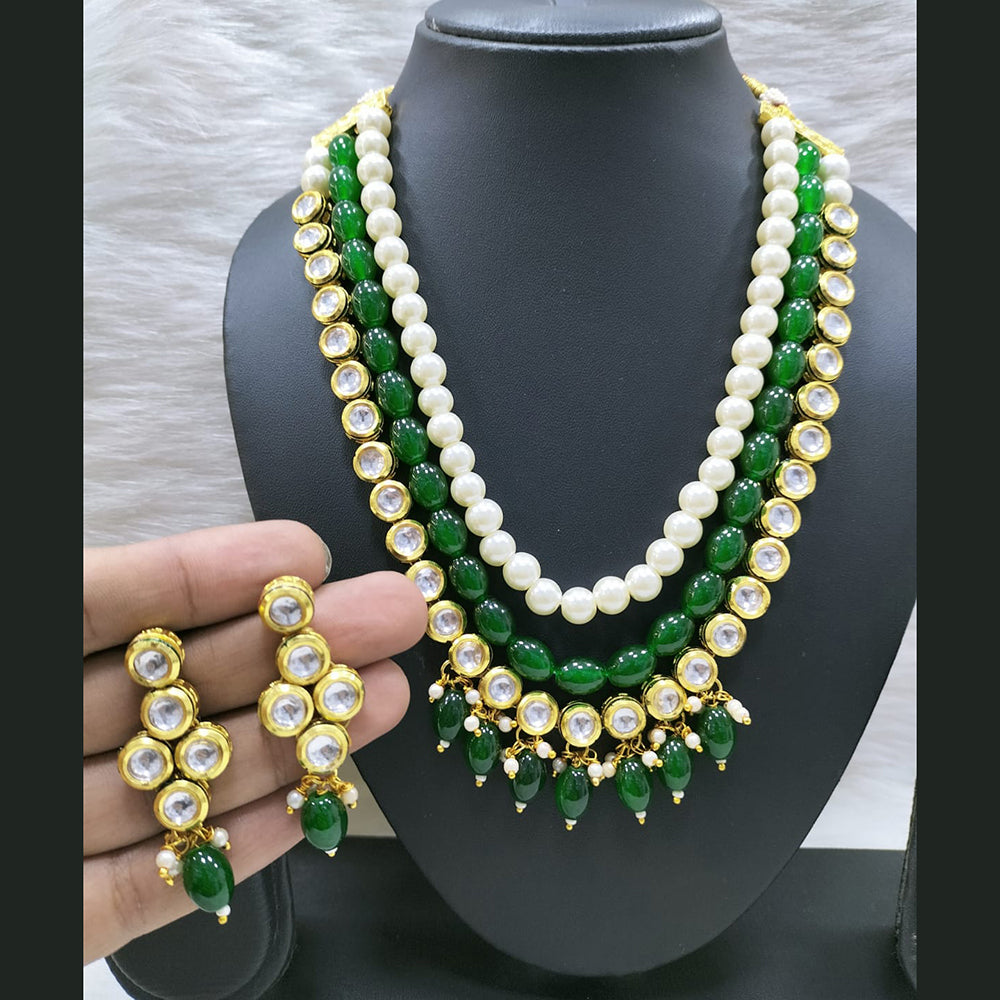 FS Collection  Gold Plated Kundan Stone Necklace Set