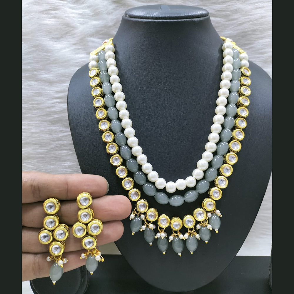 FS Collection  Gold Plated Kundan Stone Necklace Set