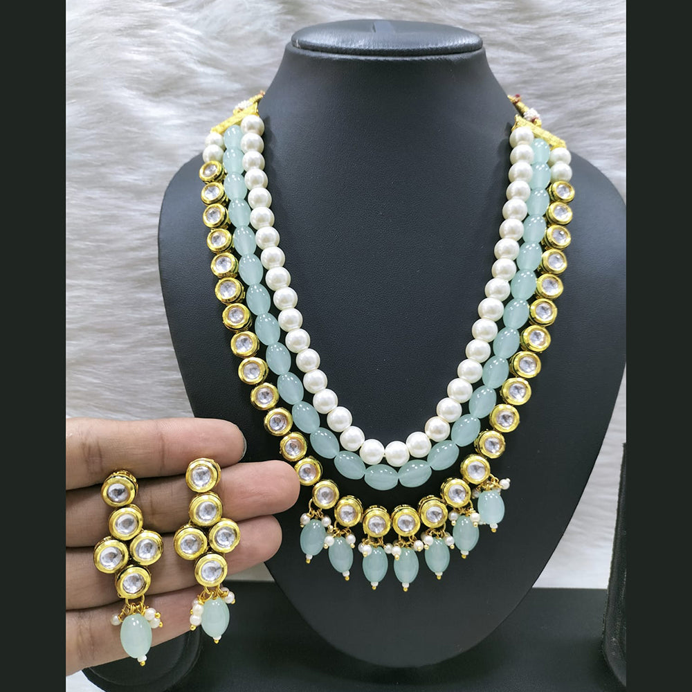 FS Collection  Gold Plated Kundan Stone Necklace Set