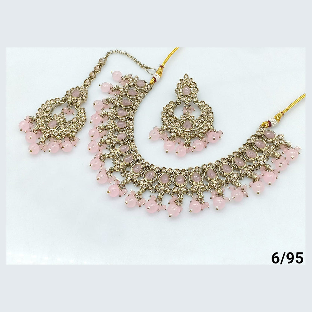 FS Collection Gold Plated Crystal Stone Necklace Set