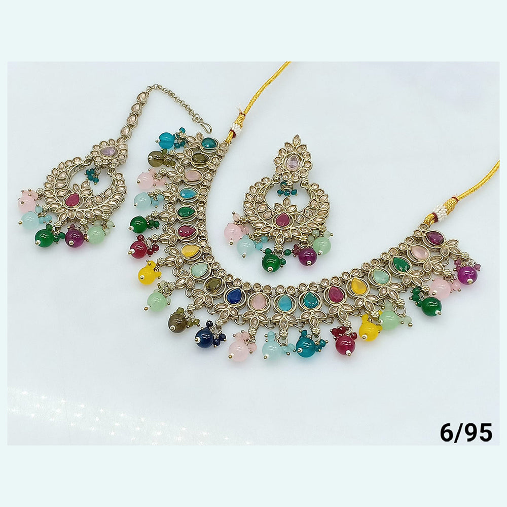FS Collection Gold Plated Crystal Stone Necklace Set