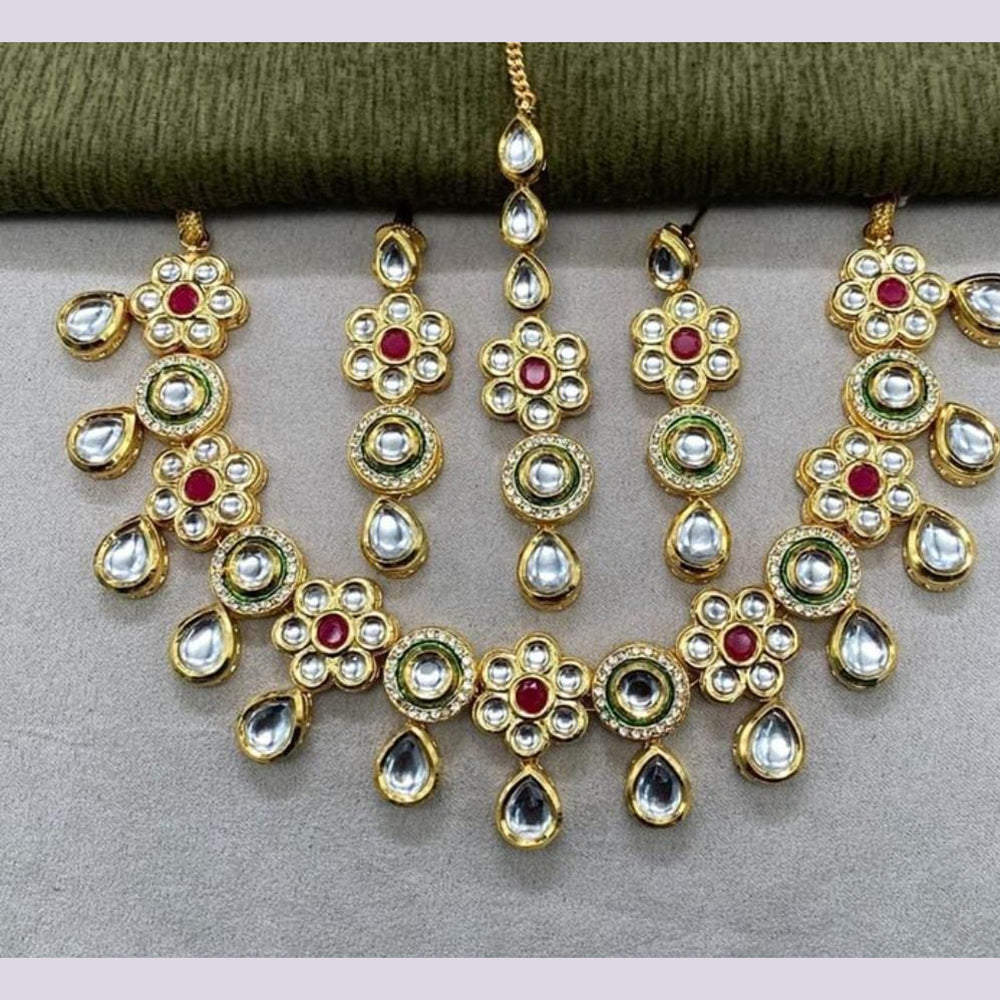 FS Collection  Gold Plated Kundan Stone Necklace Set