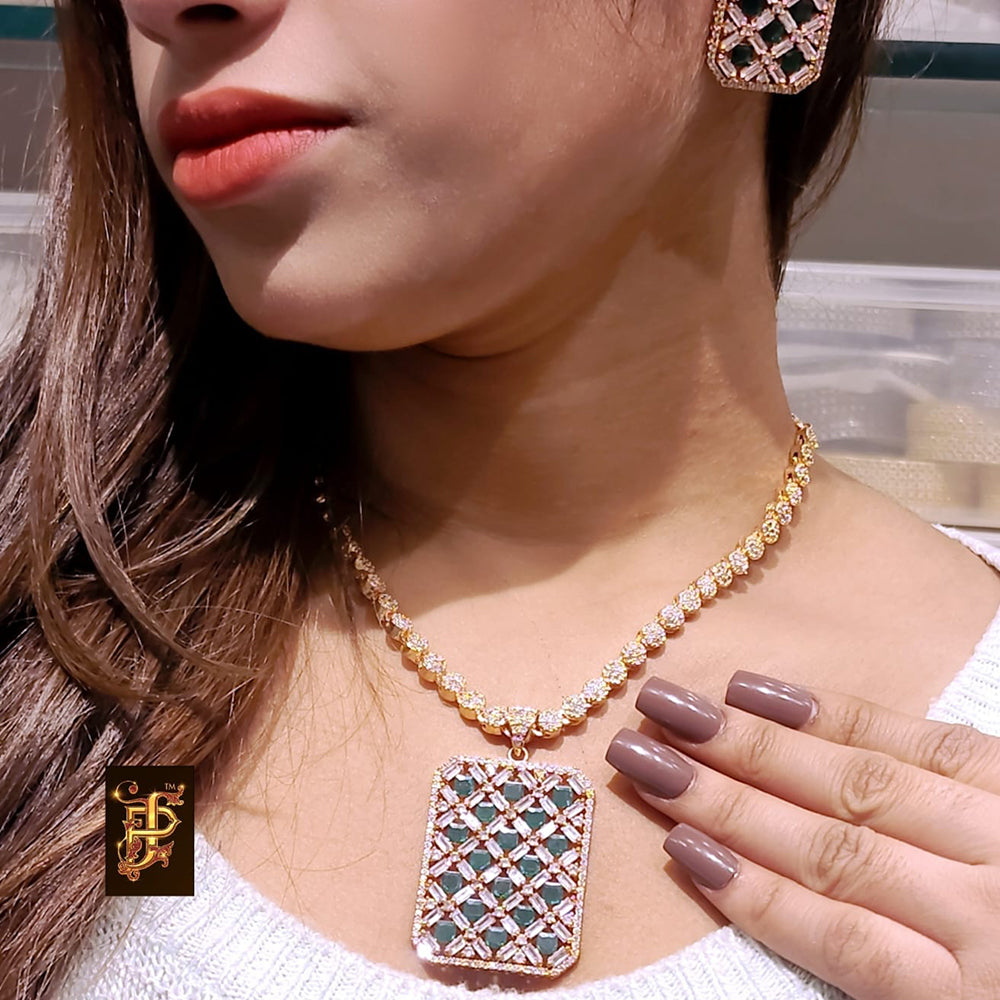 FS Collection Gold Plated AD Necklace Set