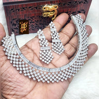 FS Collection Silver Plated AD Necklace Set
