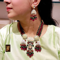 FS Collection Gold Plated Meenakari Necklace Set