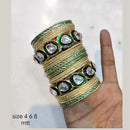 FS Collection Gold Plated Kundan Stone Bangles Set