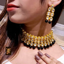 FS Collection Gold Plated Kundan Stone Choker Necklace Set