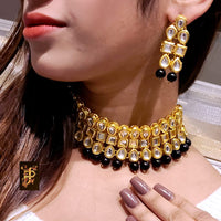 FS Collection Gold Plated Kundan Stone Choker Necklace Set