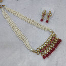 FS Collection Gold Plated Kundan Stone Long Necklace Set