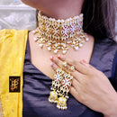 FS Collection Gold Plated Kundan Stone Choker Necklace Set
