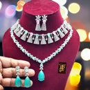 FS Collection Gold Plated Ad Stone Necklace Set