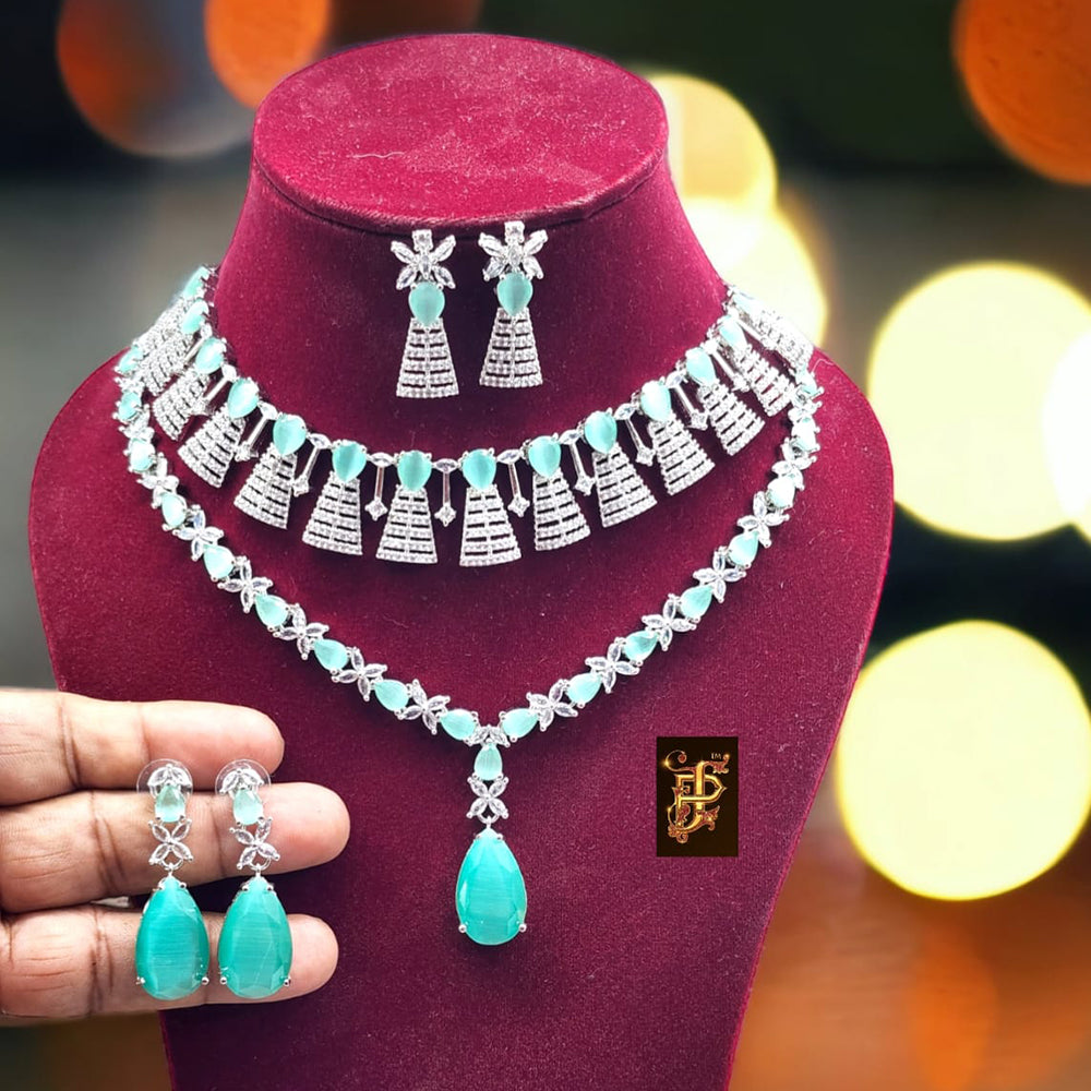 FS Collection Gold Plated Ad Stone Necklace Set