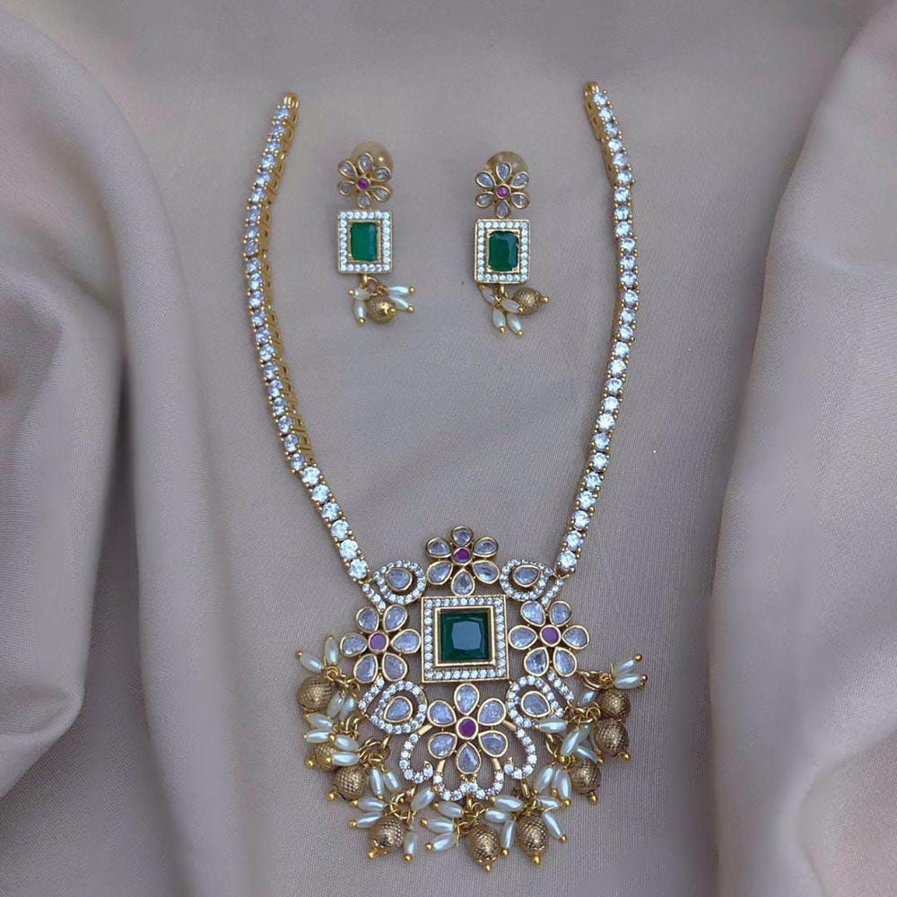 FS Collection Gold Plated CZ Stone Necklace Set
