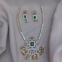FS Collection Gold Plated CZ Stone Necklace Set