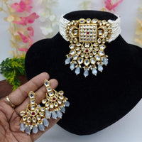 FS Collection Gold Plated Kundan Stone Choker Necklace Set