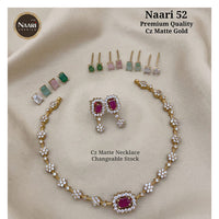 FS Collection Gold Plated CZ Stone Changeable Necklace Set