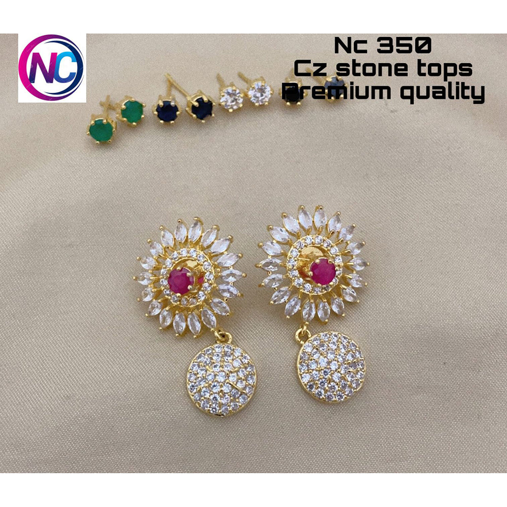FS Collection Gold Plated CZ Stone Changeable Earrings
