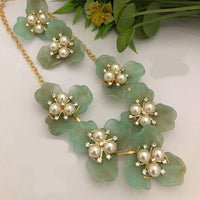 FS Collection Gold Plated Pearl Necklace Set
