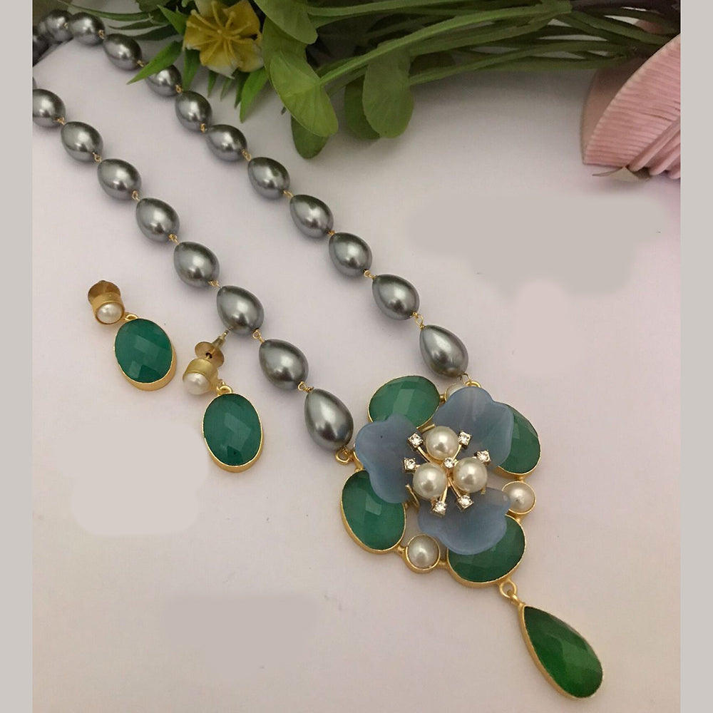 FS Collection Gold Plated Pearl Necklace Set