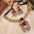 FS Collection 2Tone Plated Pota Stone Necklace Set